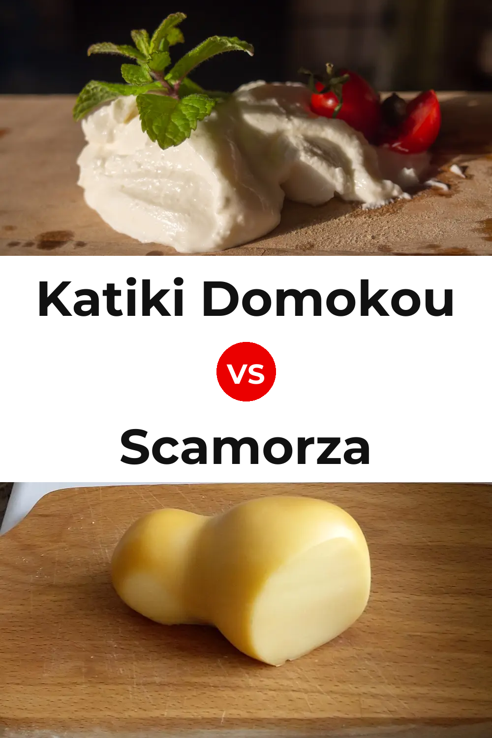 Katiki Domokou Cheese vs Scamorza Cheese Pinterest comparison