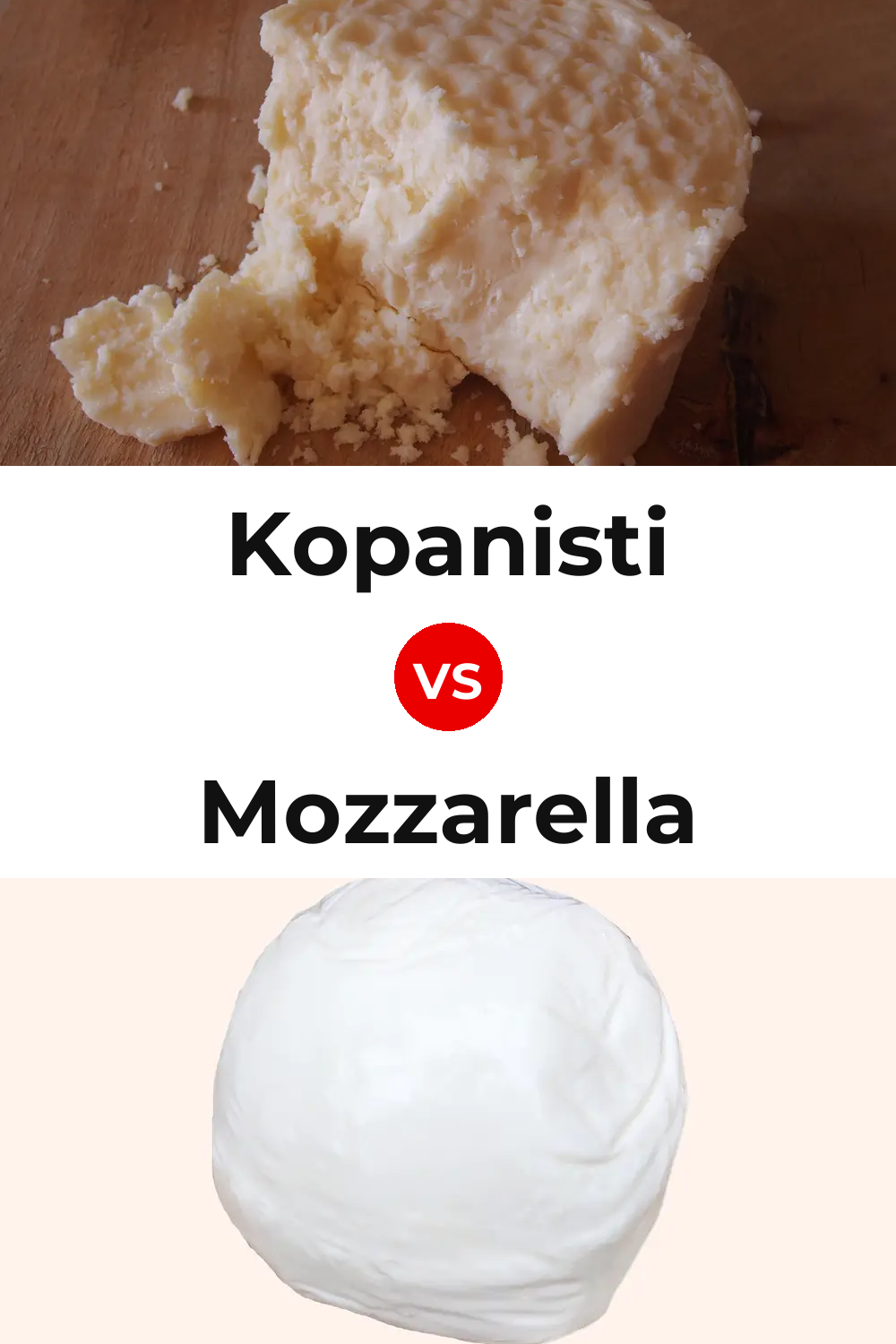Kopanisti Cheese vs Mozzarella Cheese Pinterest comparison