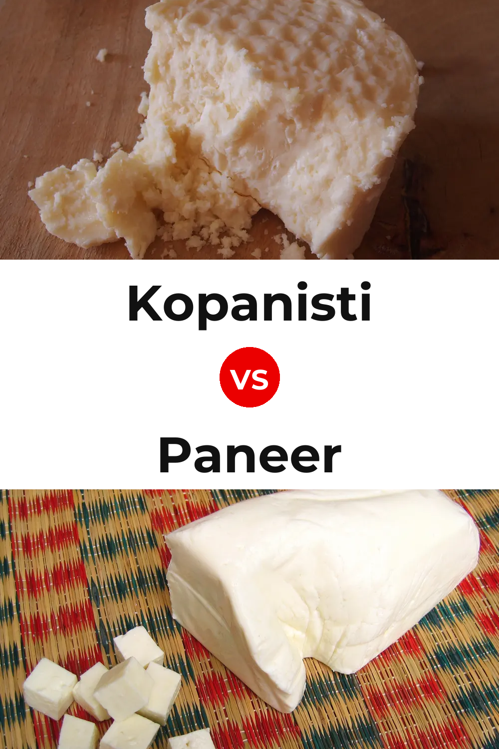 Kopanisti Cheese vs Paneer Cheese Pinterest comparison