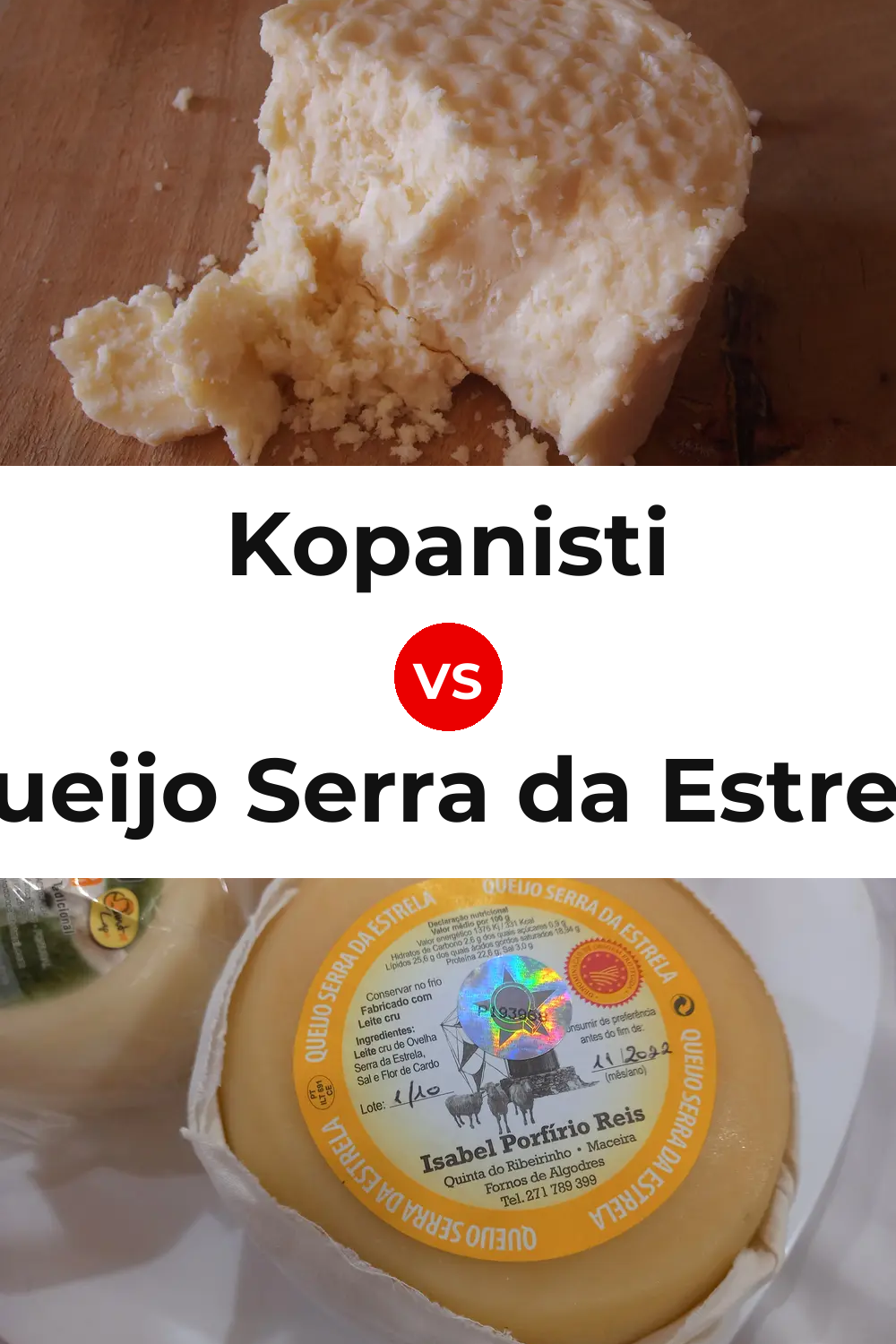 Kopanisti Cheese vs Queijo Serra da Estrela Pinterest comparison