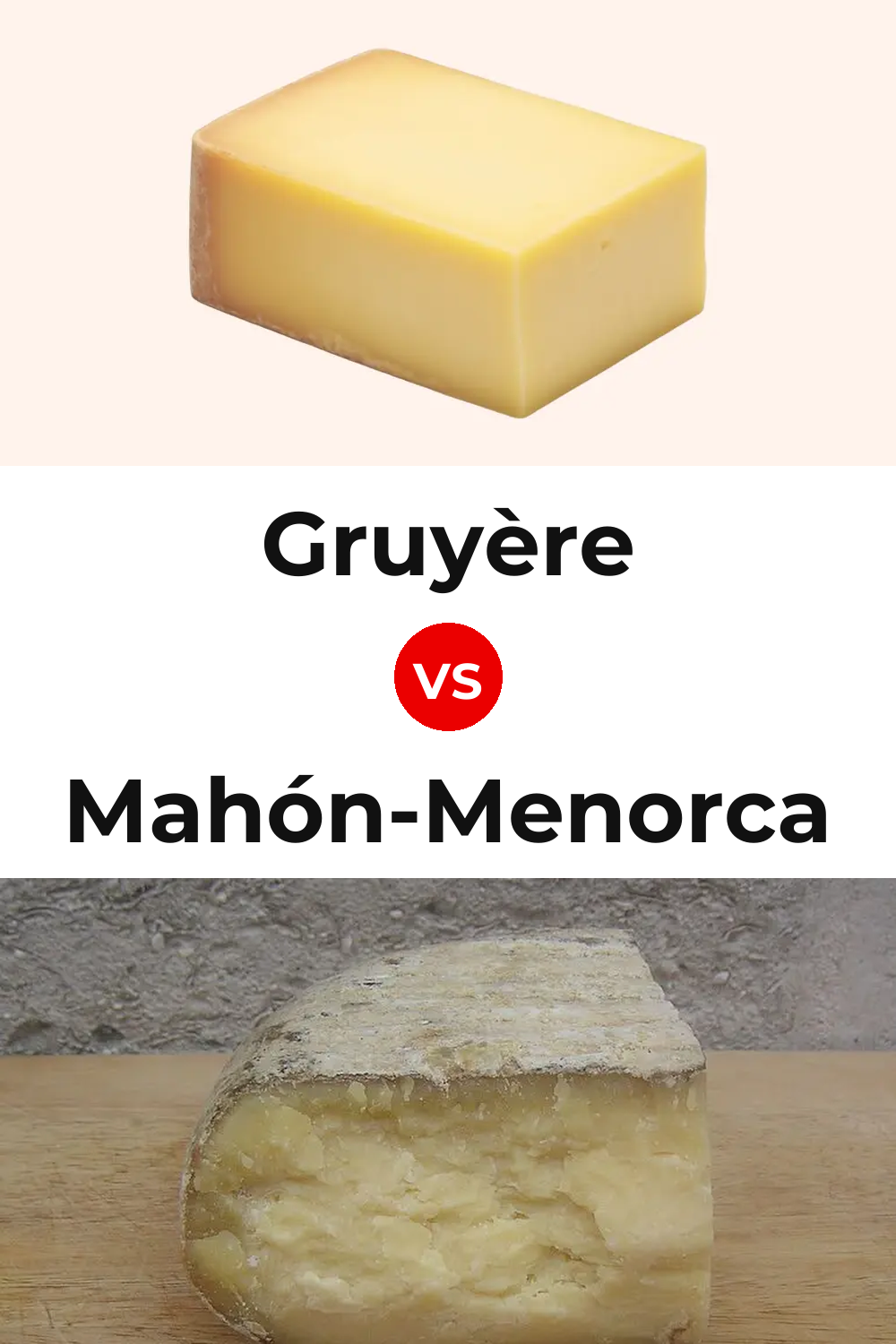 Gruyère Cheese vs Mahón-Menorca Cheese Pinterest comparison