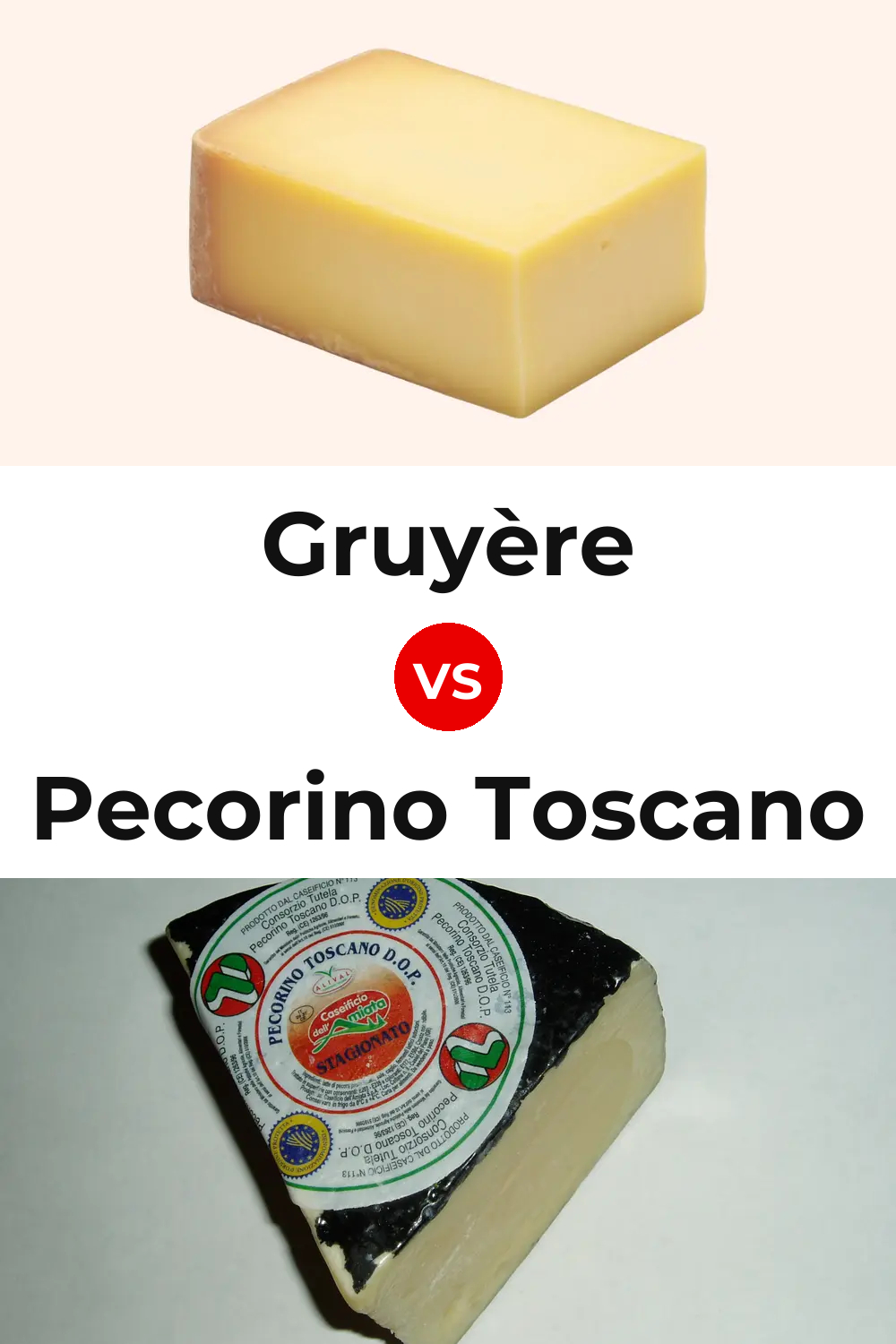 Gruyère Cheese vs Pecorino Toscano Cheese Pinterest comparison