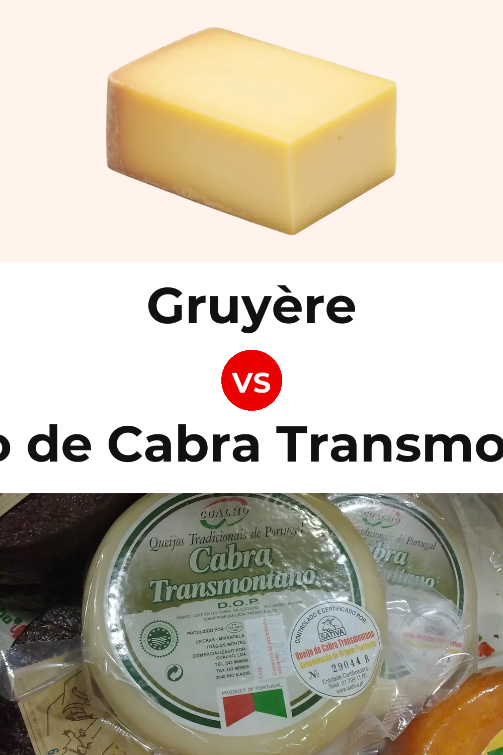 Gruyère Cheese vs Queijo de Cabra Transmontano Pinterest comparison
