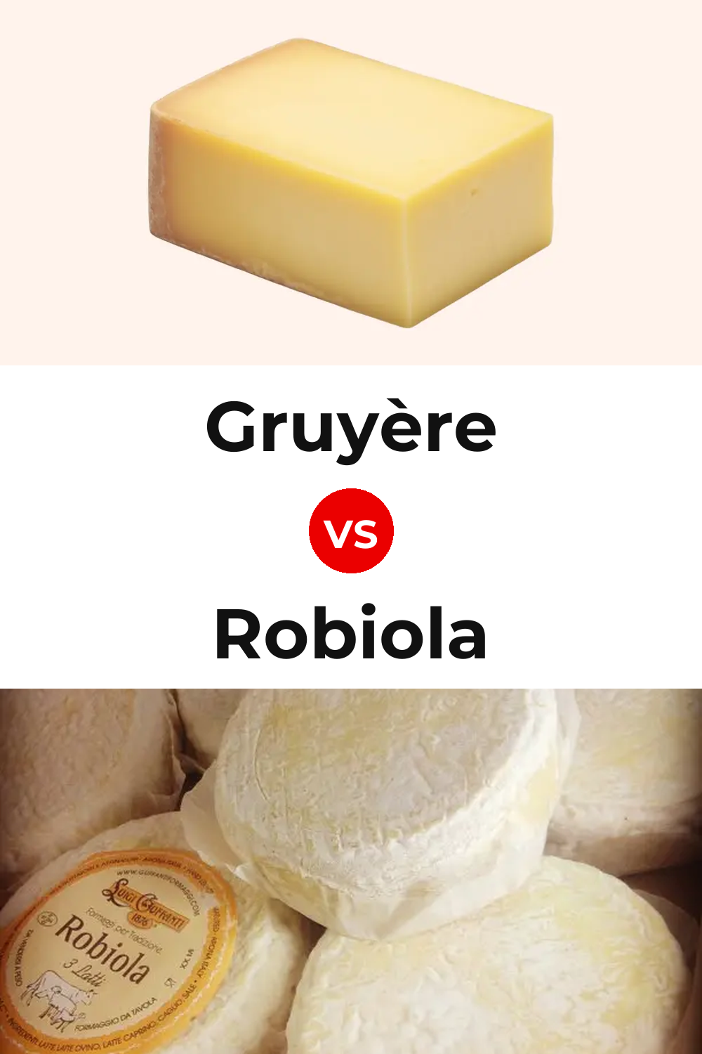 Gruyère Cheese vs Robiola Cheese Pinterest comparison