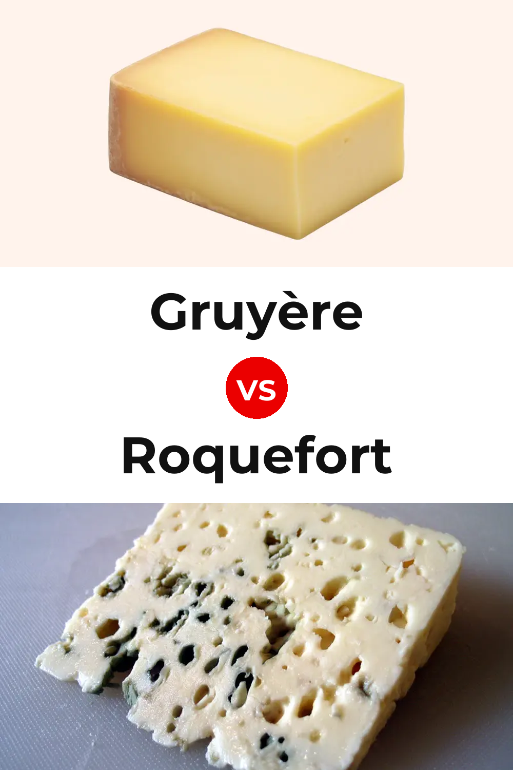 Gruyère Cheese vs Roquefort Cheese Pinterest comparison