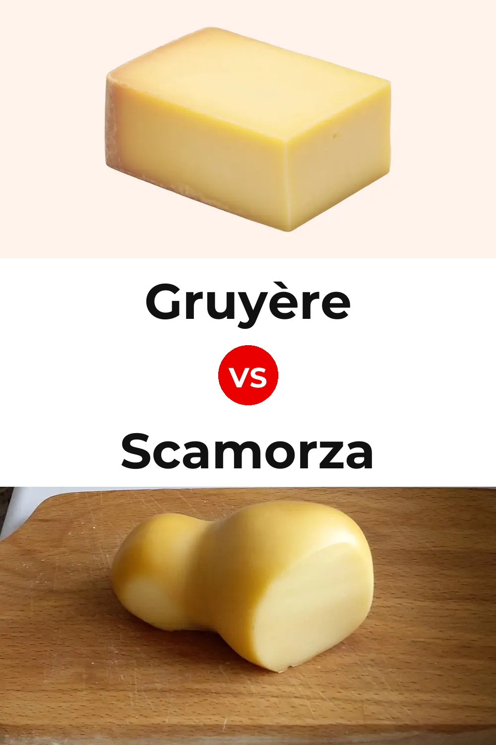 Gruyère Cheese vs Scamorza Cheese Pinterest comparison