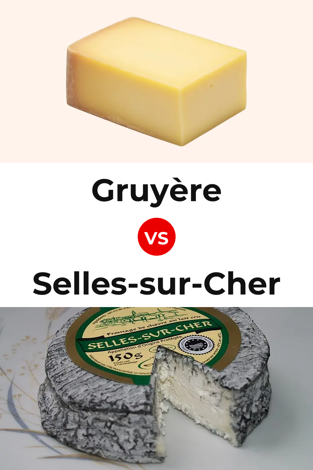 Gruyère Cheese vs Selles-sur-Cher Cheese Pinterest comparison