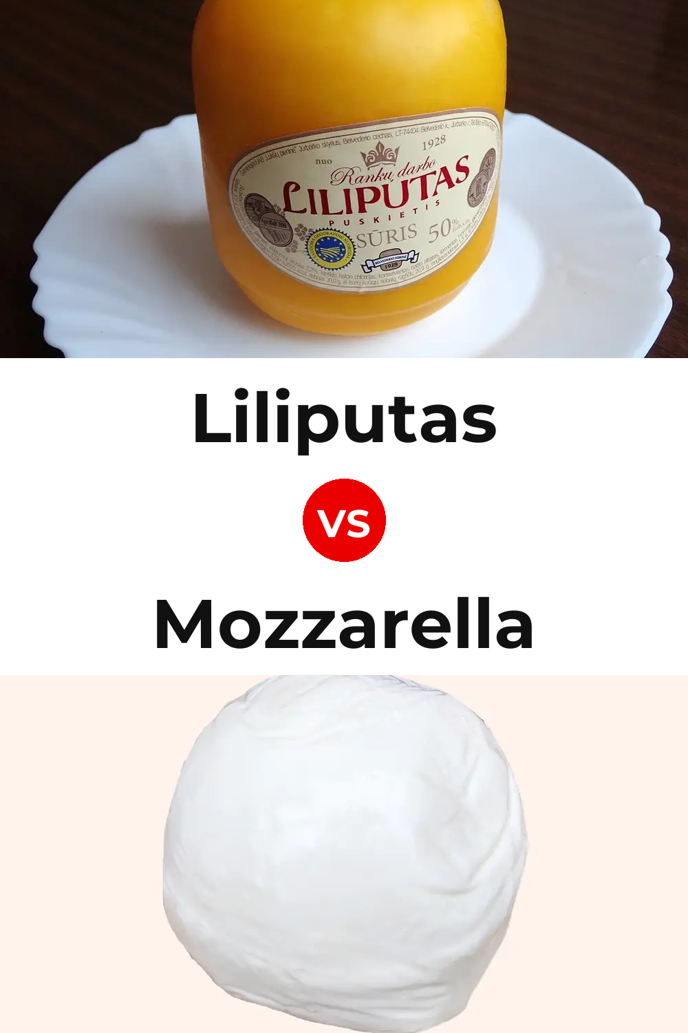 Liliputas Cheese vs Mozzarella Cheese Pinterest comparison
