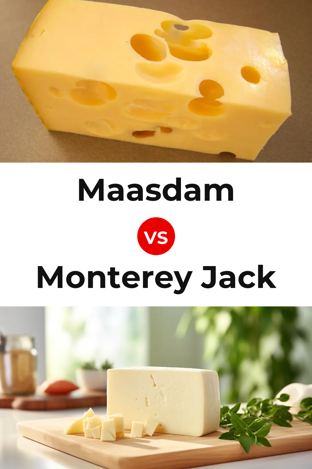 Maasdam Cheese vs Monterey Jack Cheese Pinterest comparison