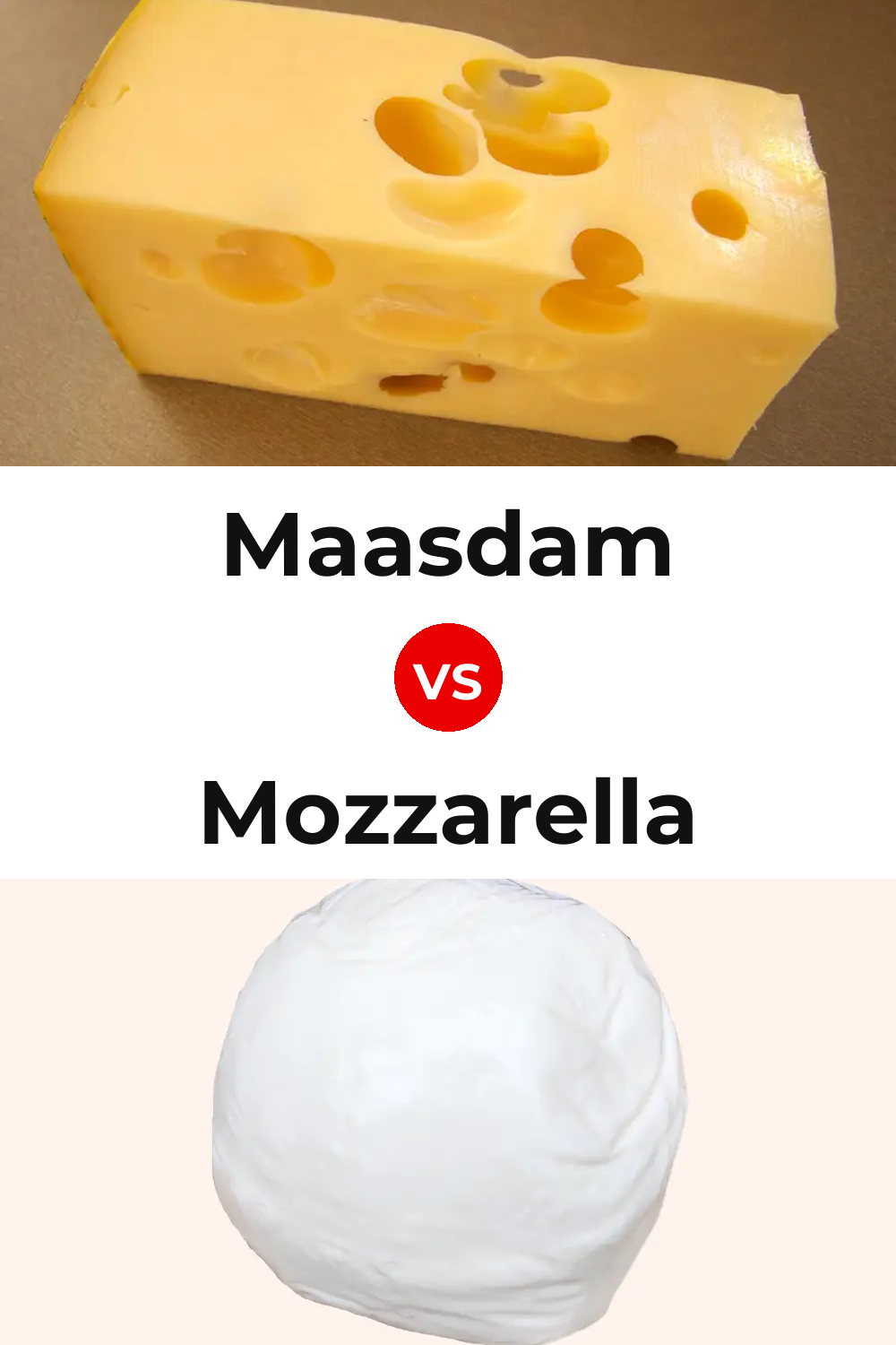 Maasdam Cheese vs Mozzarella Cheese Pinterest comparison