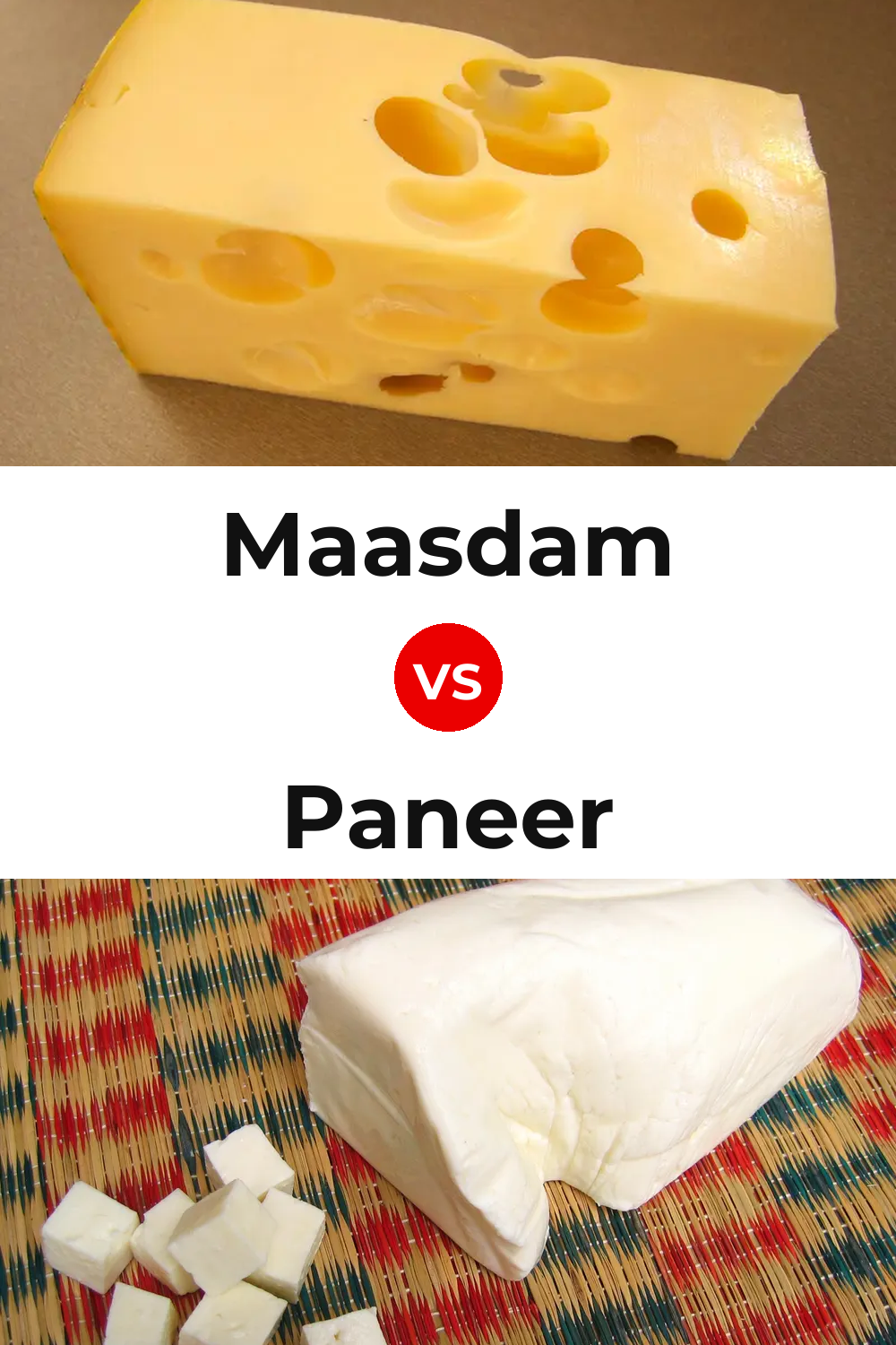 Maasdam Cheese vs Paneer Cheese Pinterest comparison