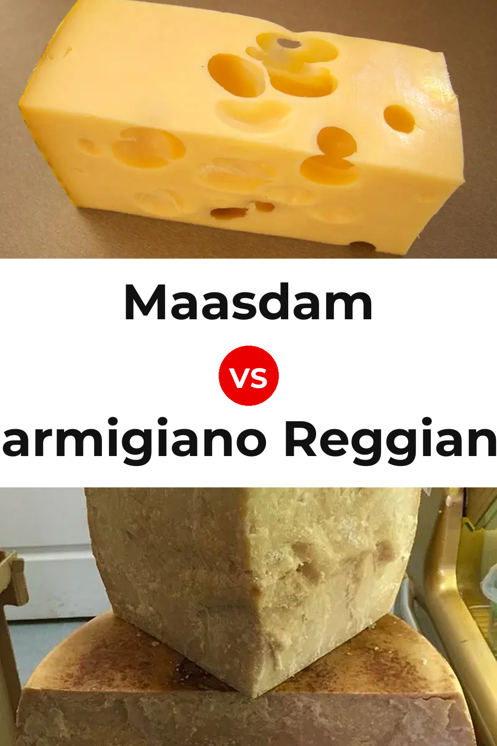 Maasdam Cheese vs Parmigiano Reggiano Cheese Pinterest comparison