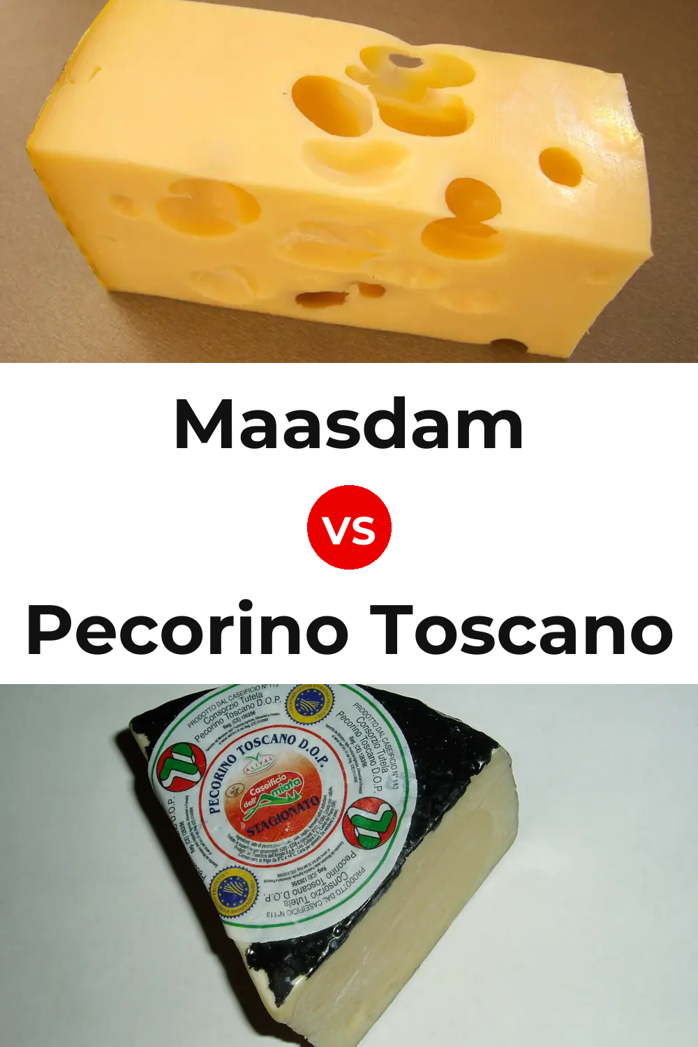 Maasdam Cheese vs Pecorino Toscano Cheese Pinterest comparison