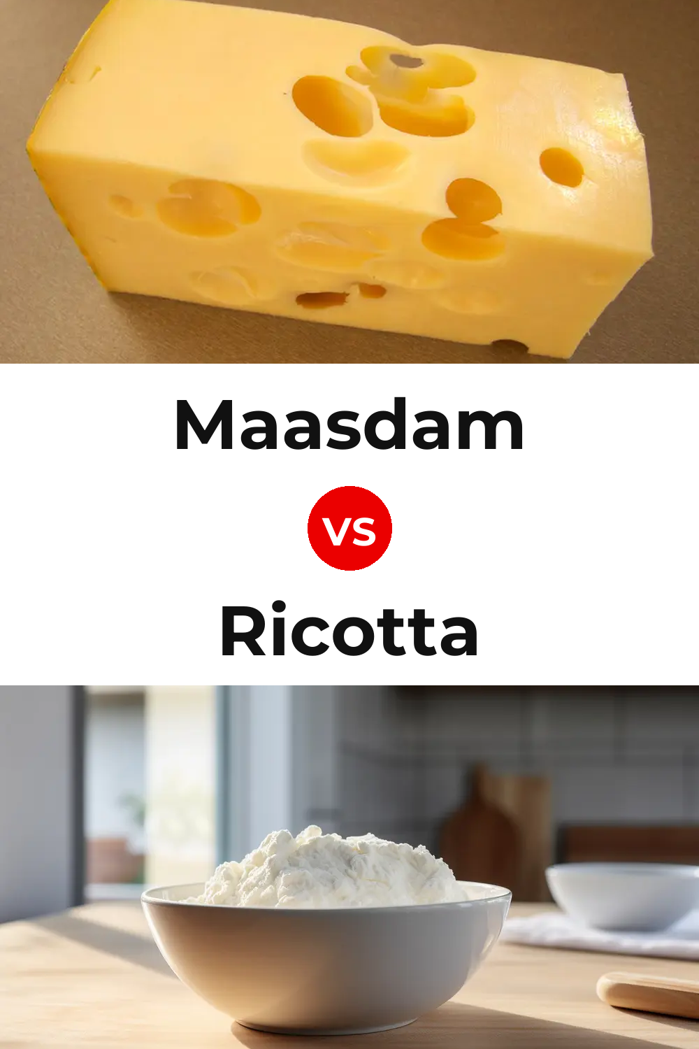 Maasdam Cheese vs Ricotta Cheese Pinterest comparison