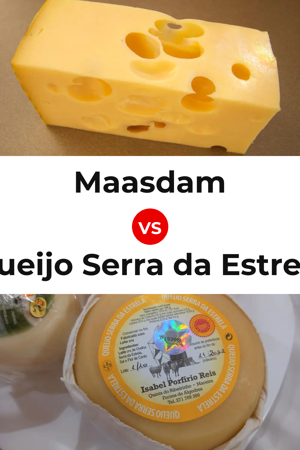 Maasdam Cheese vs Queijo Serra da Estrela Pinterest comparison