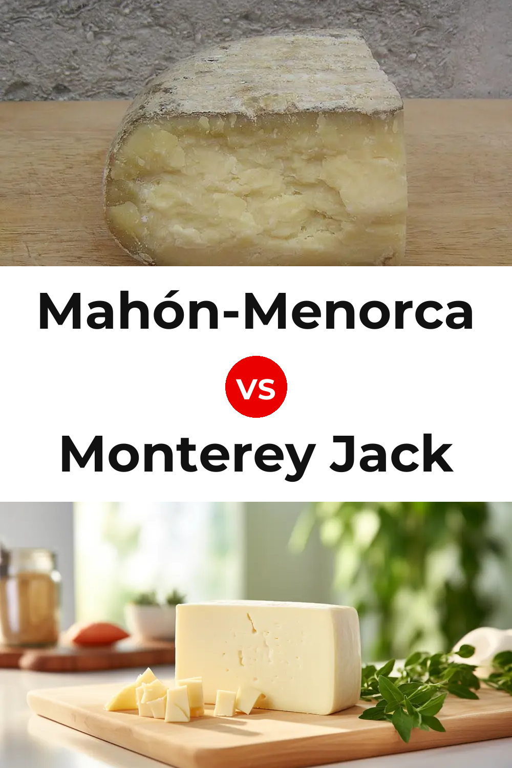 Mahón-Menorca Cheese vs Monterey Jack Cheese Pinterest comparison