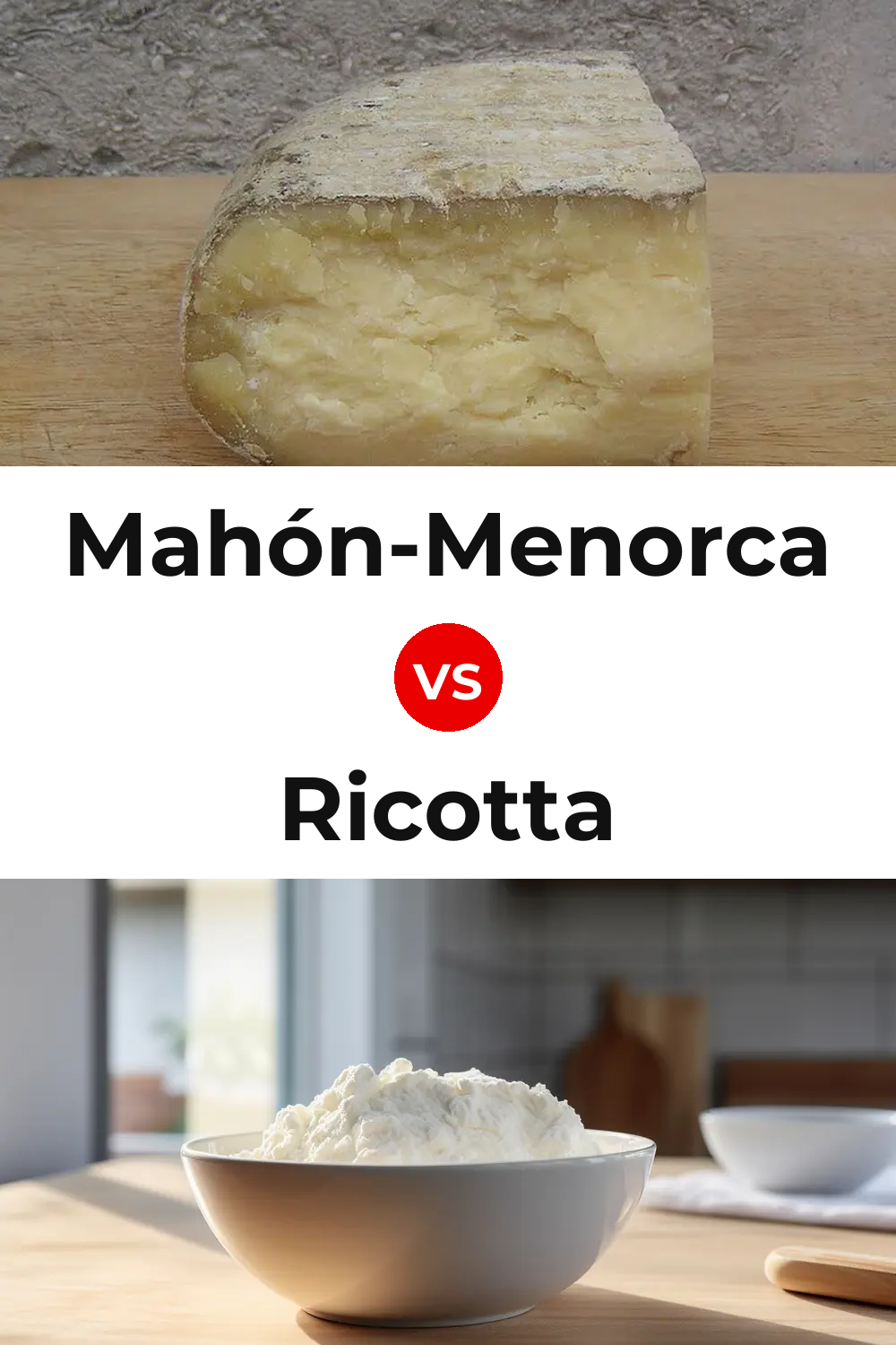 Mahón-Menorca Cheese vs Ricotta Cheese Pinterest comparison