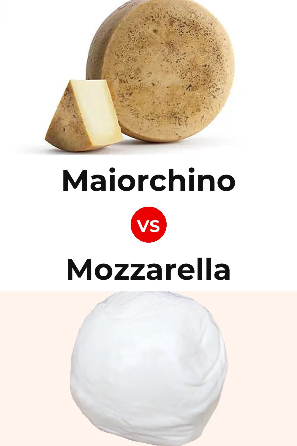Maiorchino Cheese vs Mozzarella Cheese Pinterest comparison