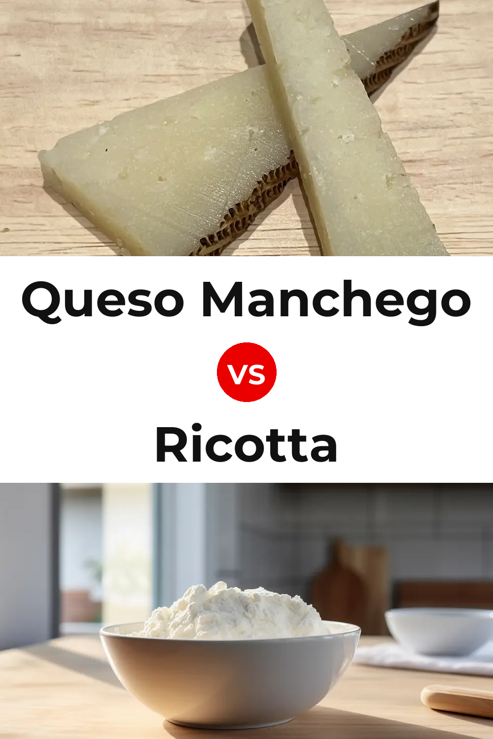 Queso Manchego vs Ricotta Cheese Pinterest comparison