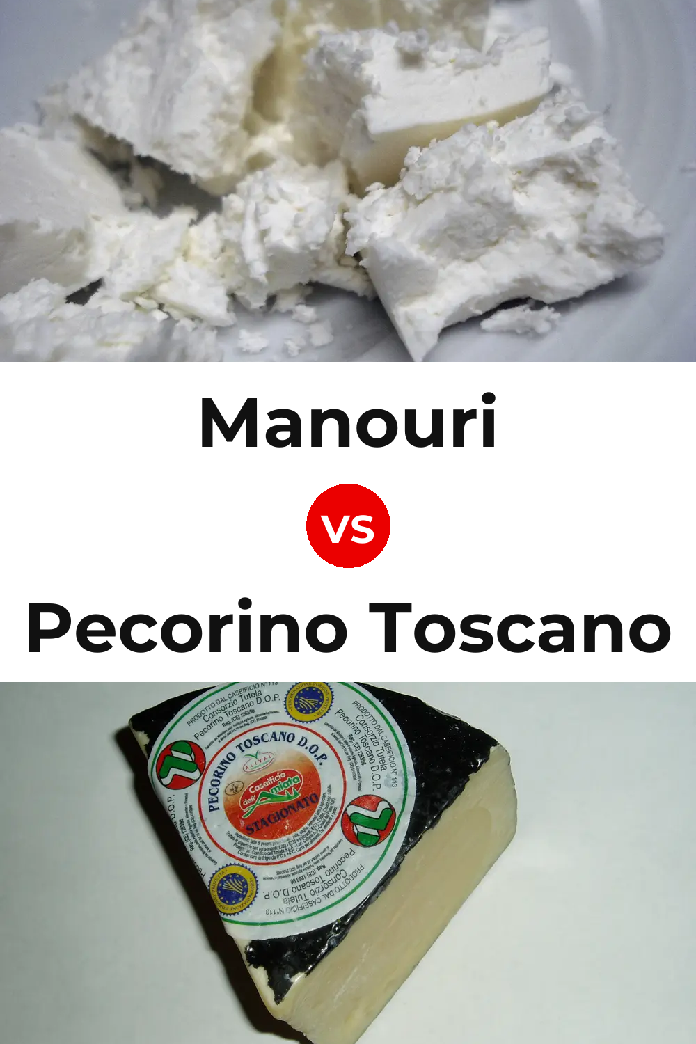 Manouri Cheese vs Pecorino Toscano Cheese Pinterest comparison
