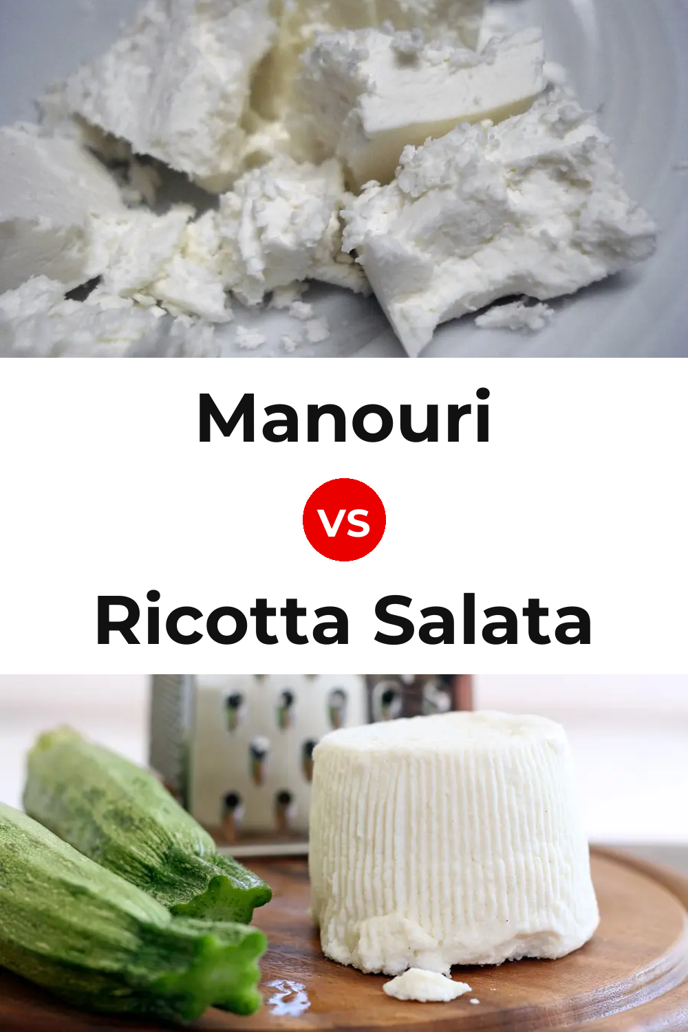 Manouri Cheese vs Ricotta Salata Cheese Pinterest comparison