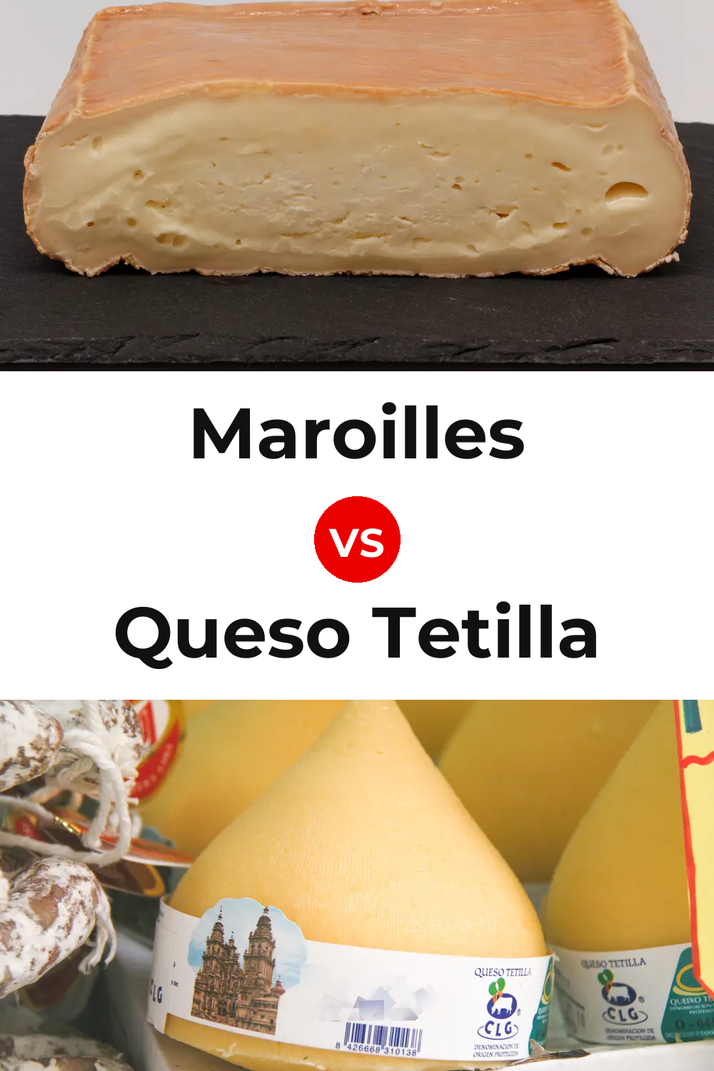 Maroilles Cheese vs Queso Tetilla Pinterest comparison