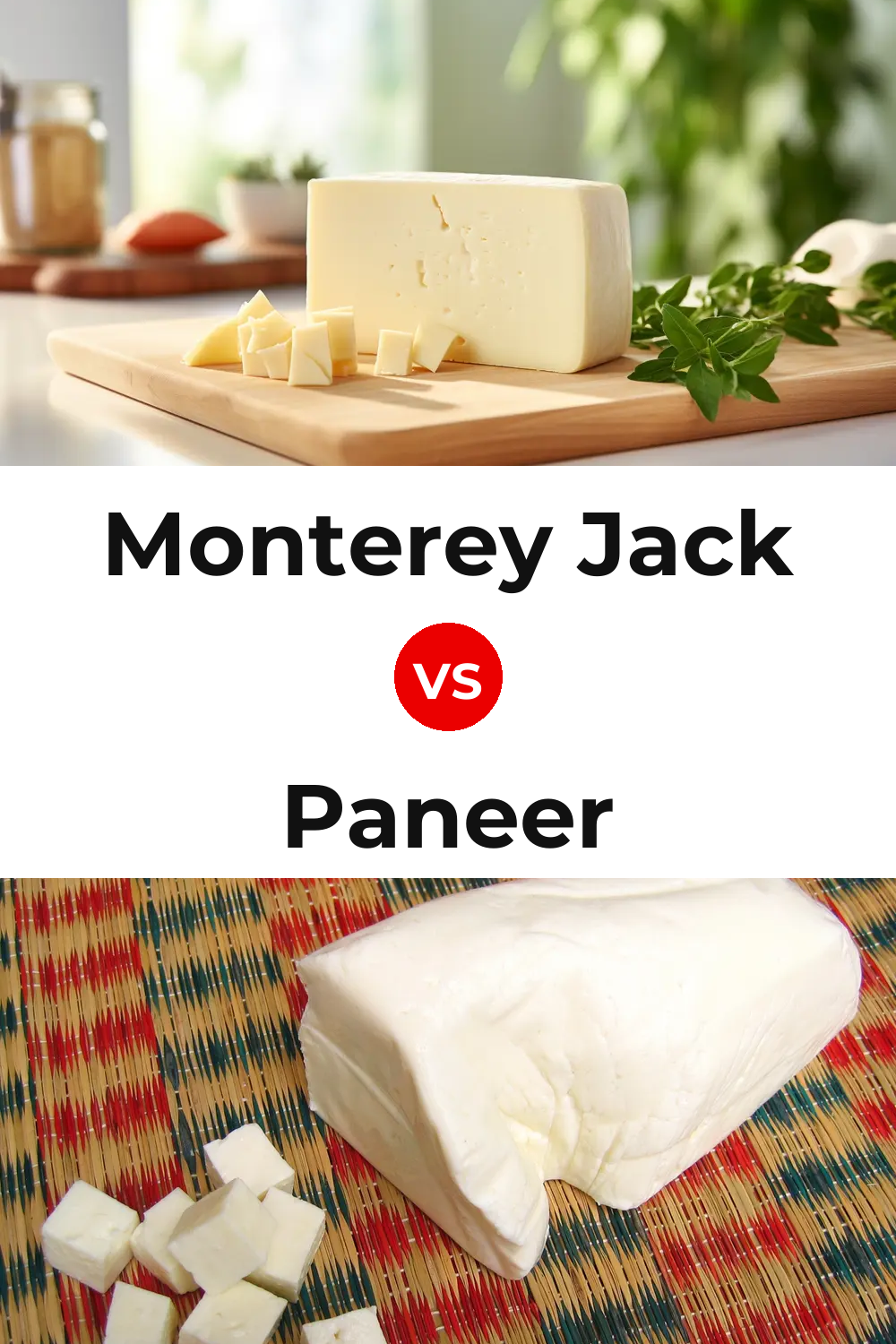 Monterey Jack Cheese vs Paneer Cheese Pinterest comparison