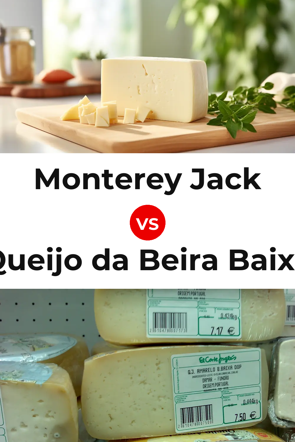 Monterey Jack Cheese vs Queijo da Beira Baixa Pinterest comparison