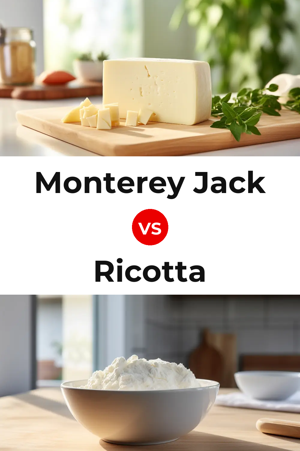 Monterey Jack Cheese vs Ricotta Cheese Pinterest comparison