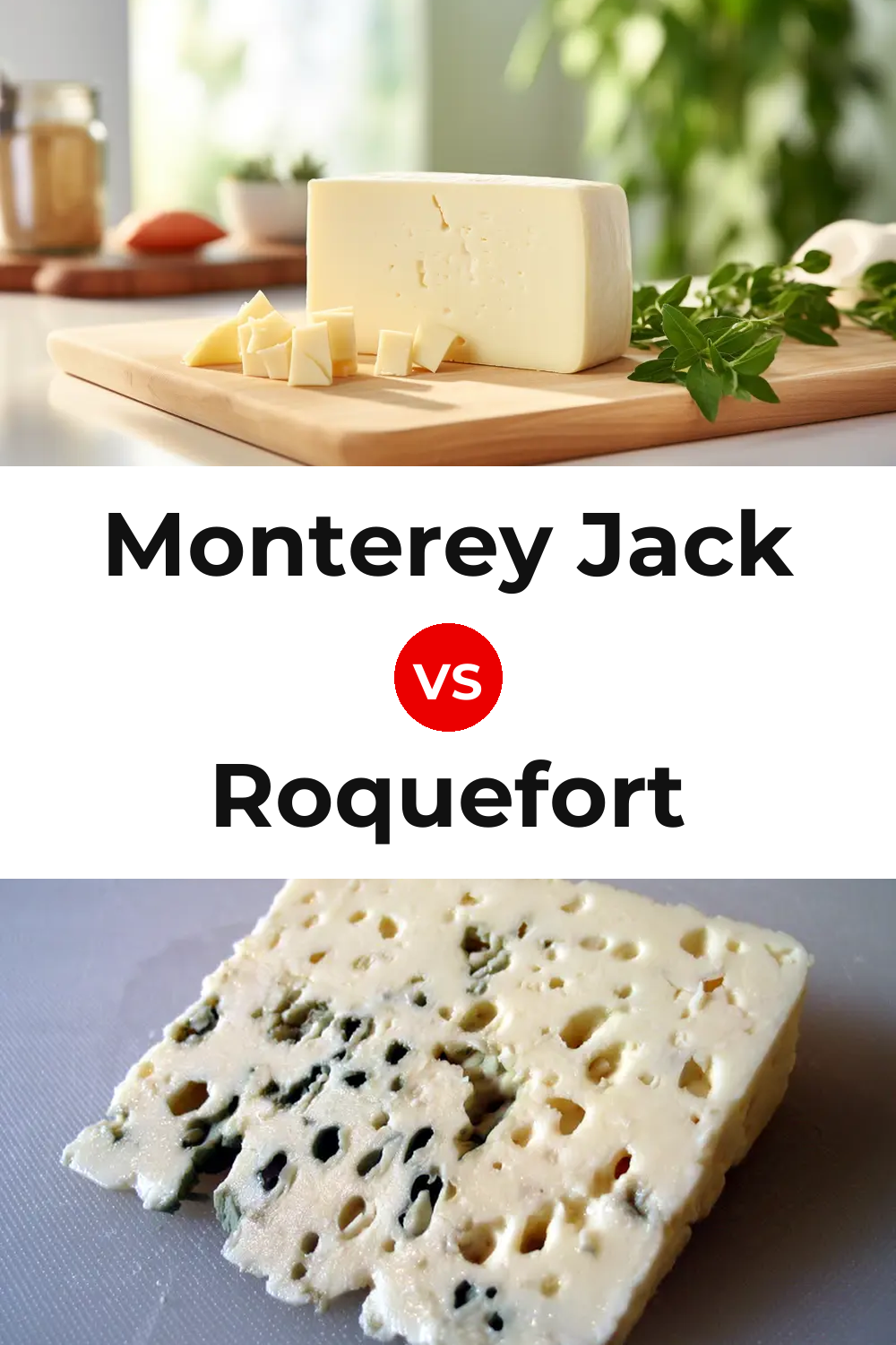 Monterey Jack Cheese vs Roquefort Cheese Pinterest comparison