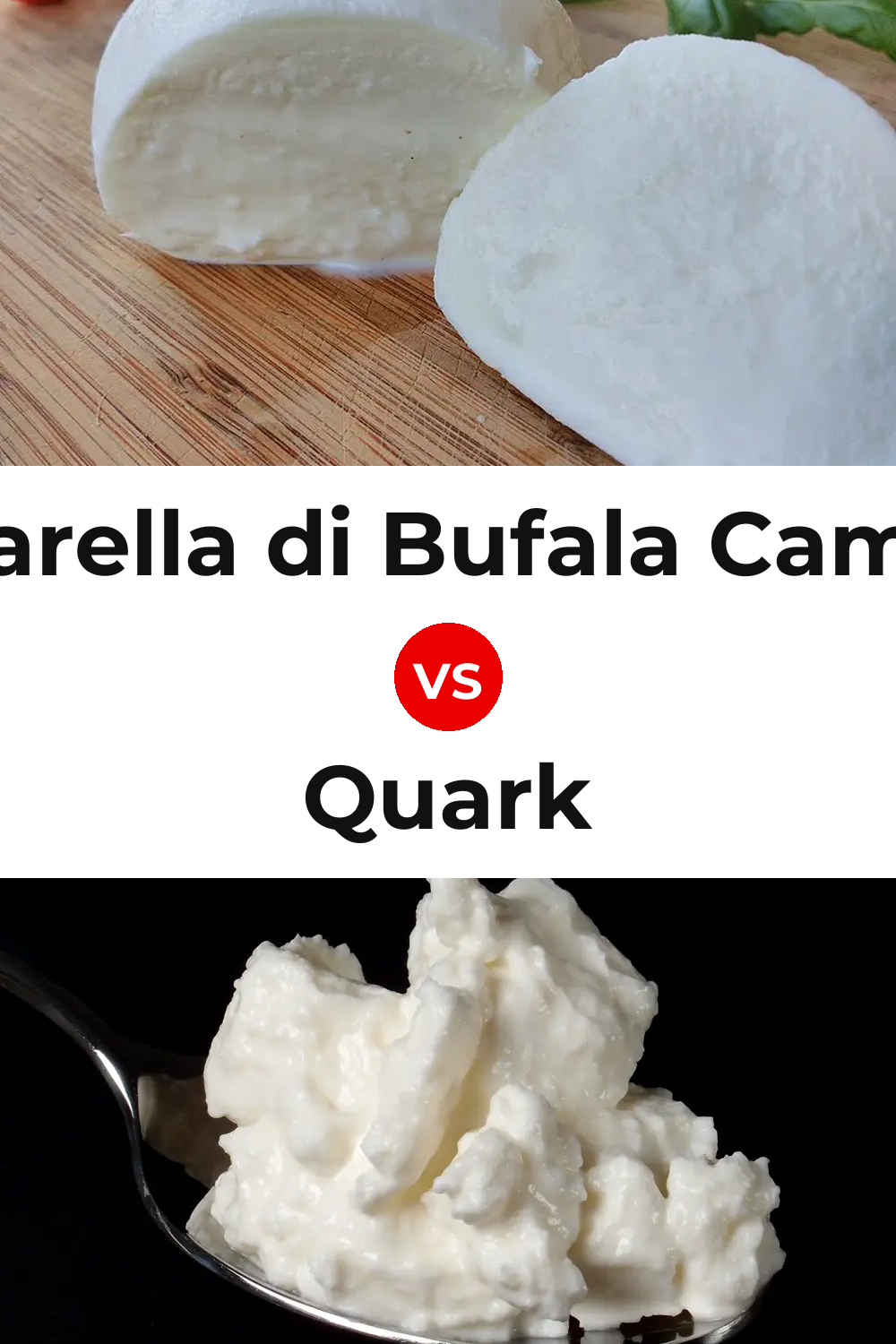 Mozzarella di Bufala Campana Cheese vs Quark Cheese Pinterest comparison