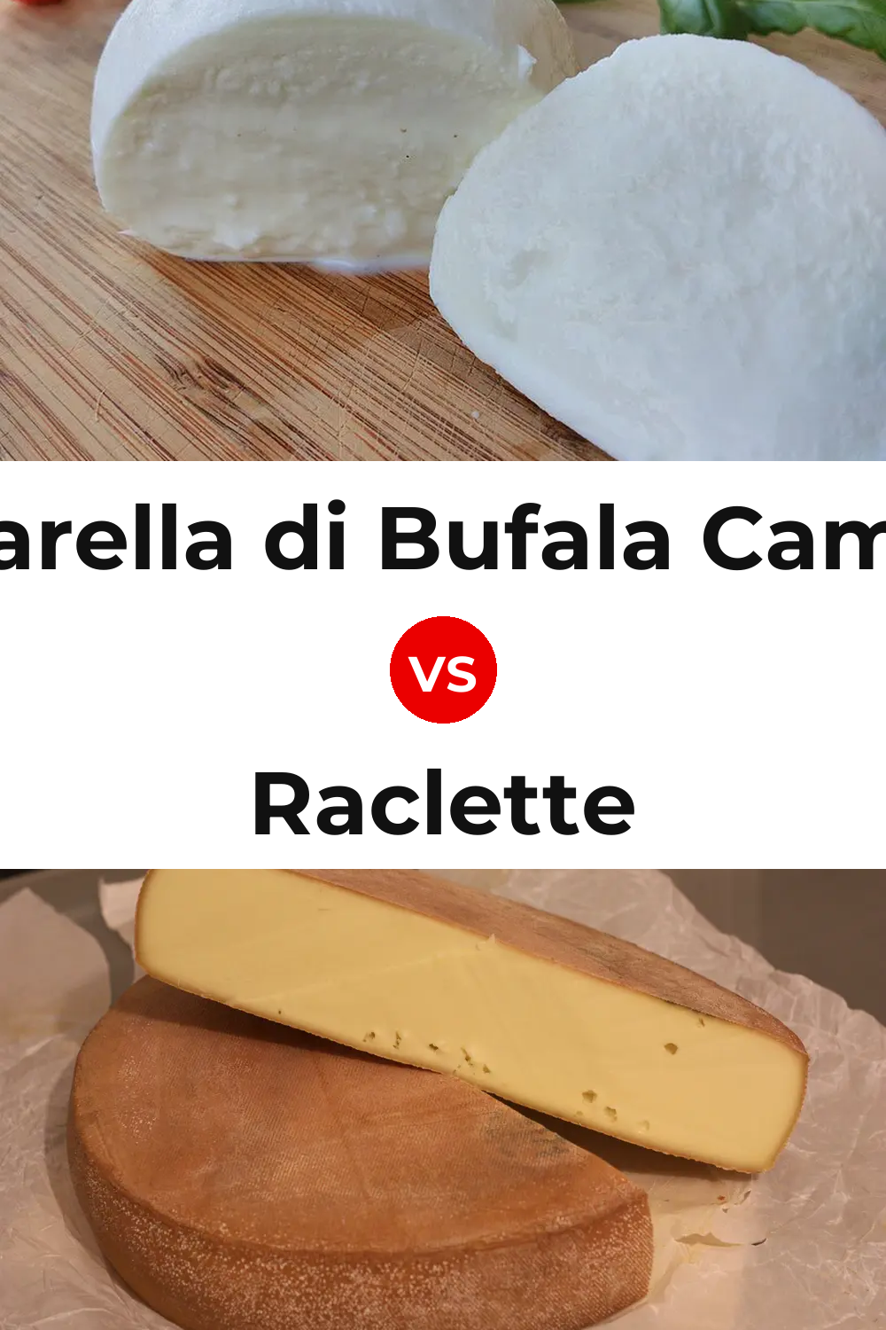 Mozzarella di Bufala Campana Cheese vs Raclette Cheese Pinterest comparison