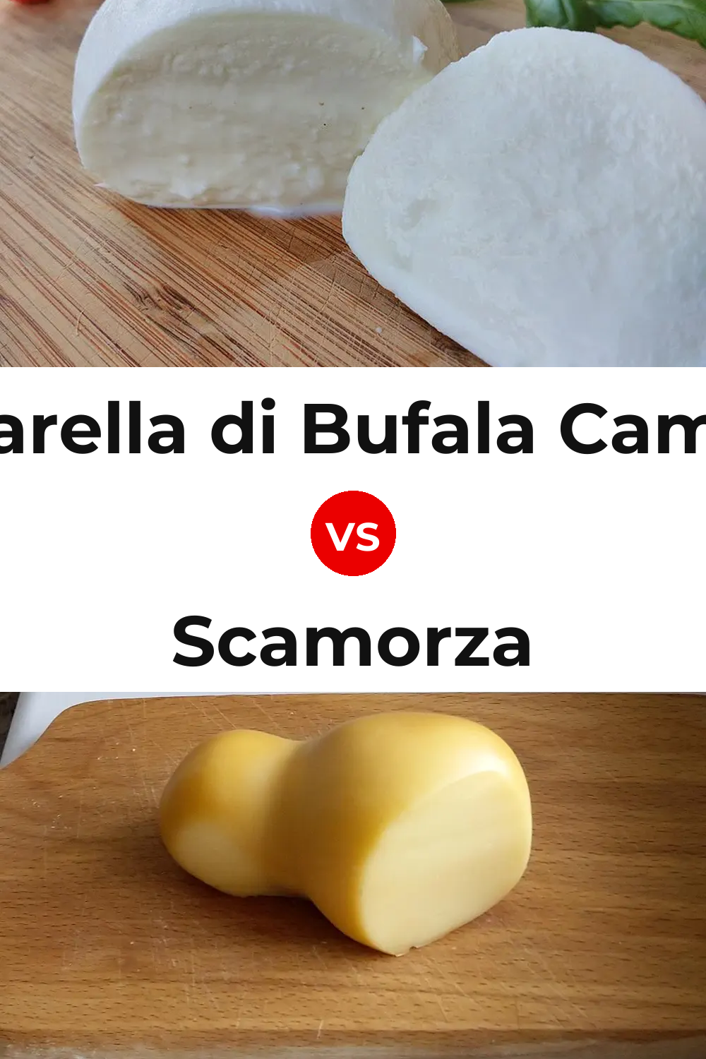 Mozzarella di Bufala Campana Cheese vs Scamorza Cheese Pinterest comparison