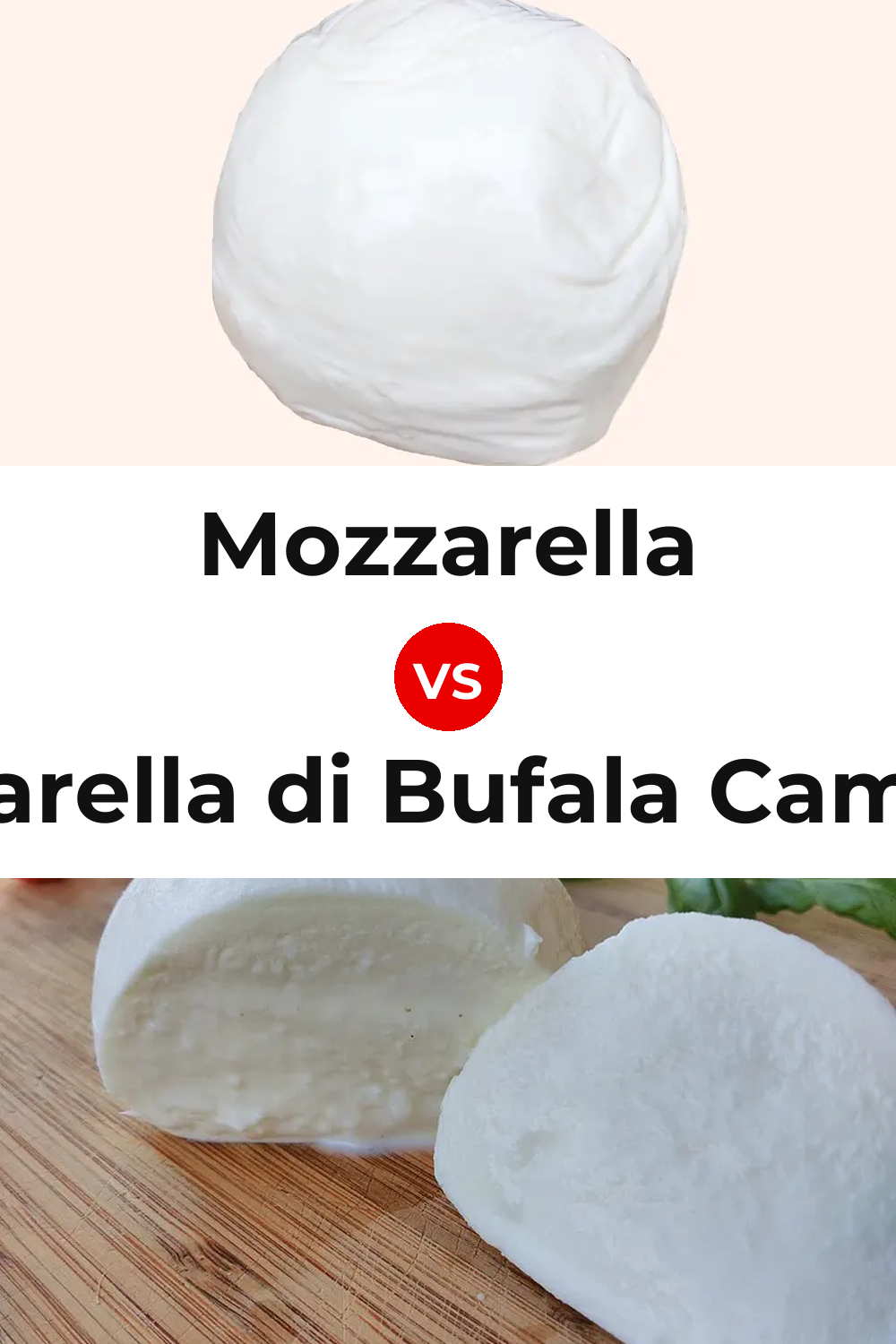 Mozzarella Cheese vs Mozzarella di Bufala Campana Cheese Pinterest comparison