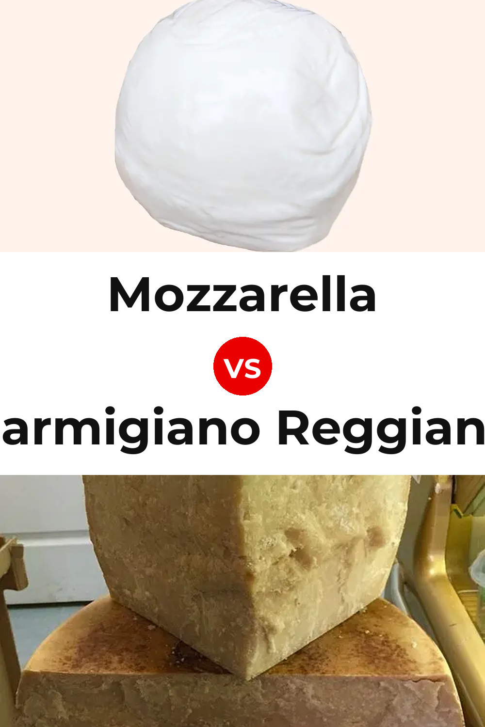 Mozzarella Cheese vs Parmigiano Reggiano Cheese Pinterest comparison