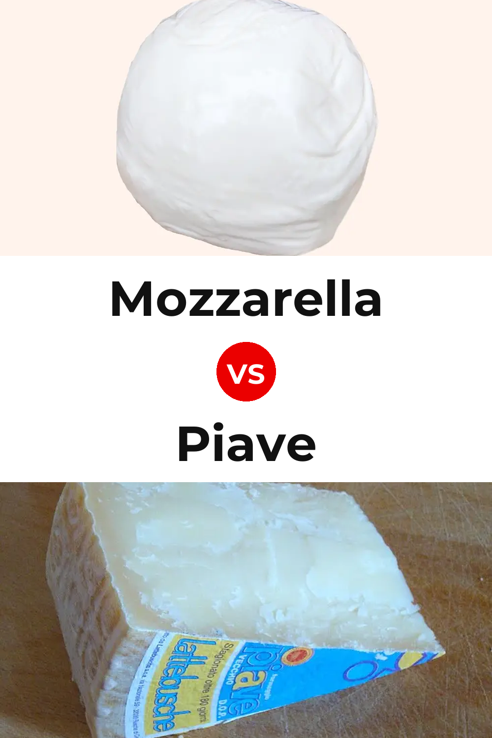 Mozzarella Cheese vs Piave Cheese Pinterest comparison