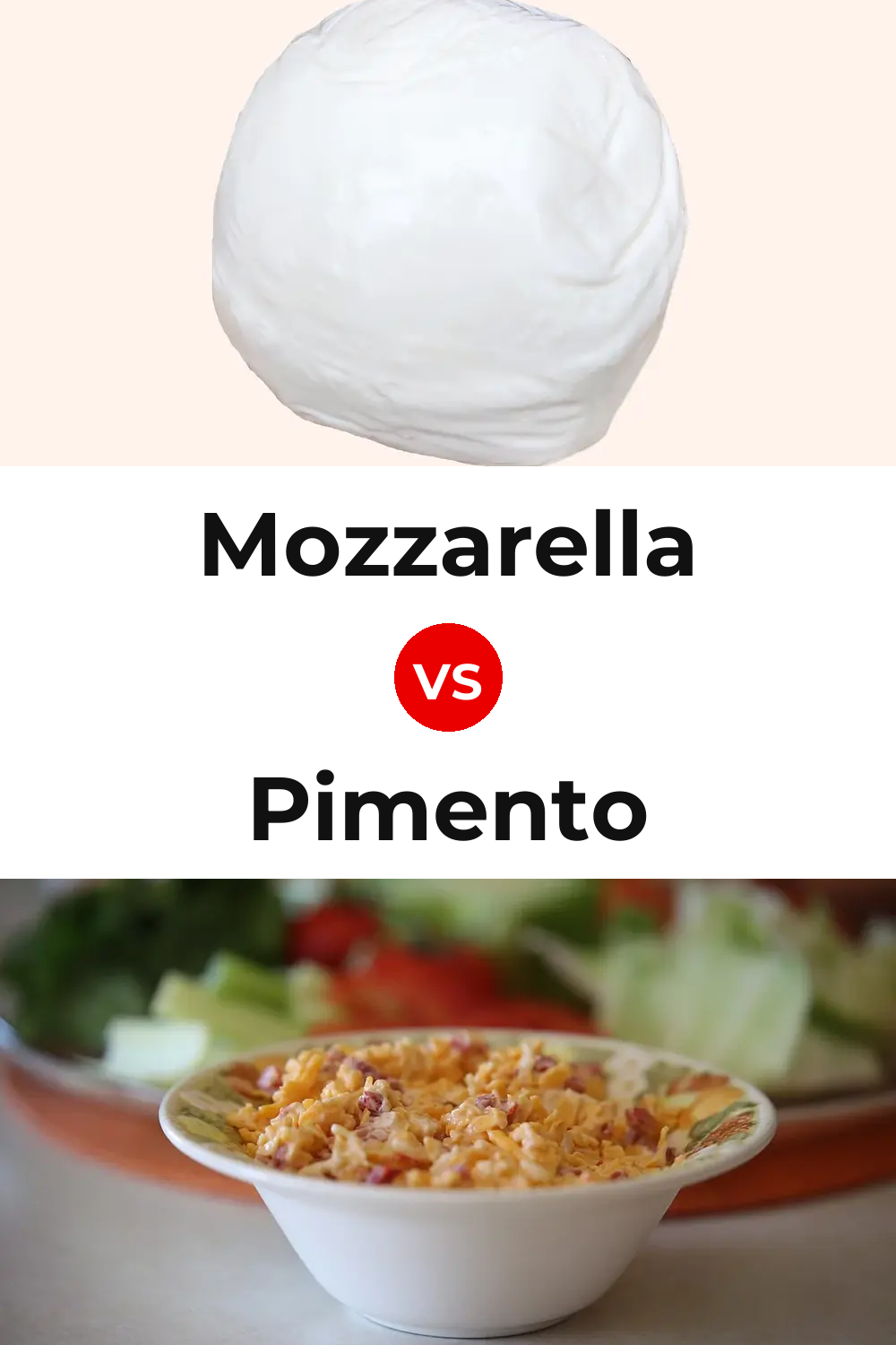 Mozzarella Cheese vs Pimento Cheese Pinterest comparison