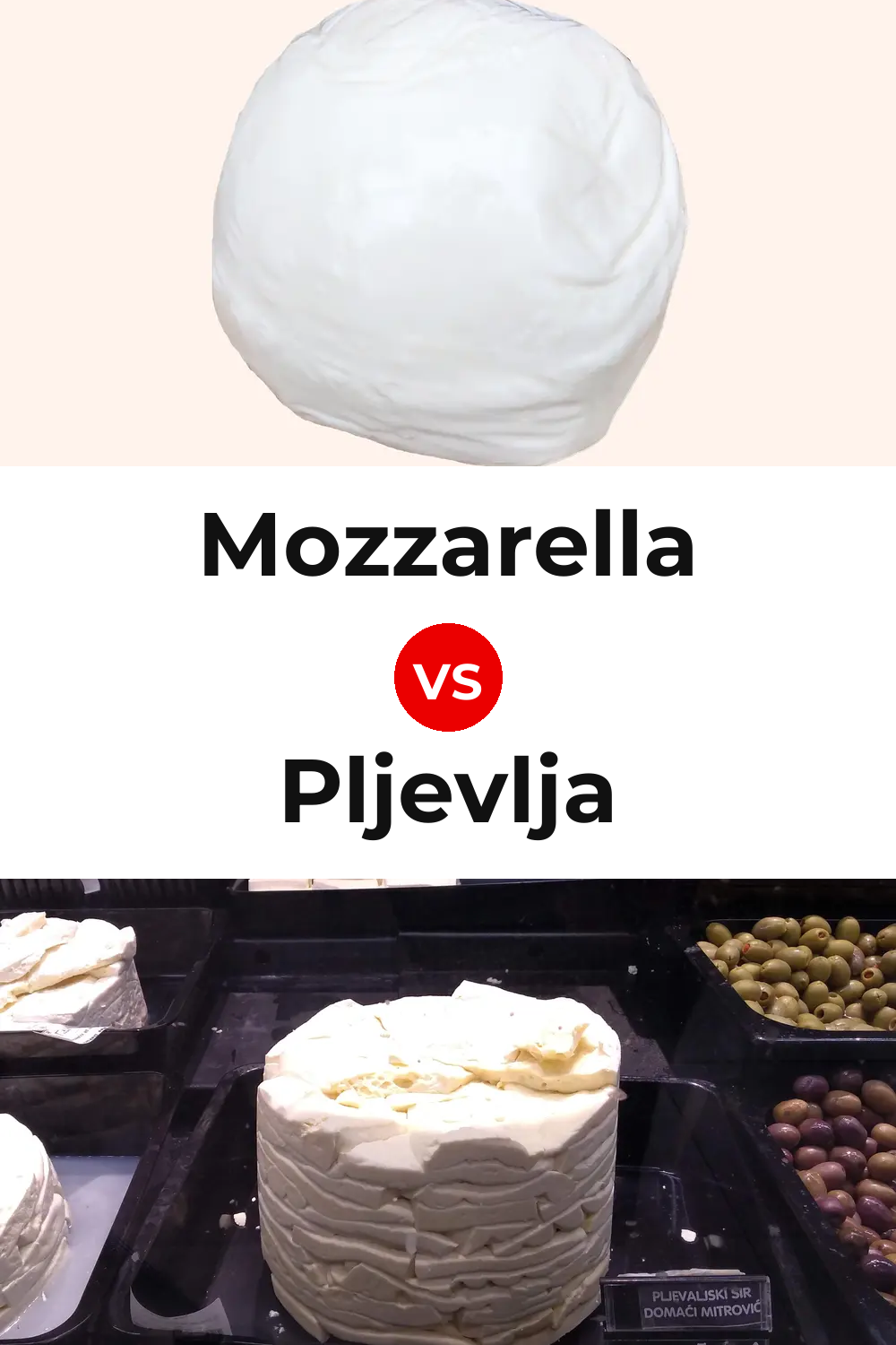 Mozzarella Cheese vs Pljevlja Cheese Pinterest comparison