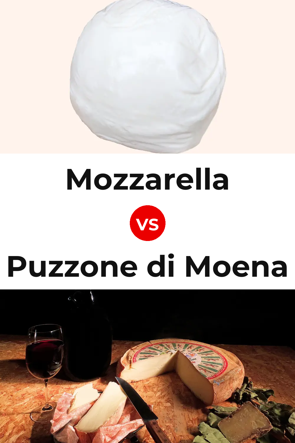 Mozzarella Cheese vs Puzzone di Moena Cheese Pinterest comparison