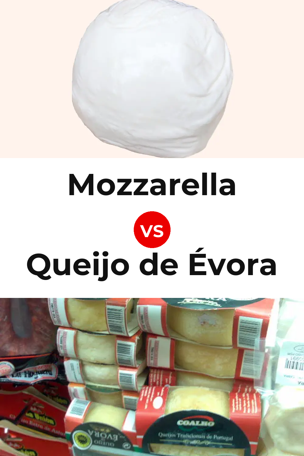 Mozzarella Cheese vs Queijo de Évora Pinterest comparison