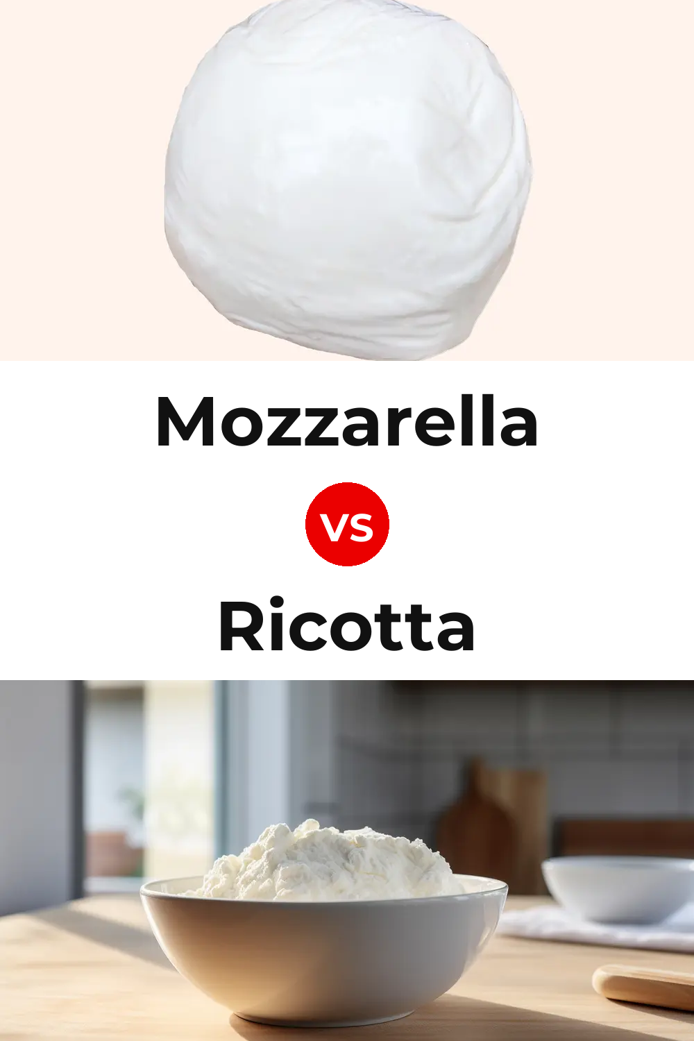 Mozzarella Cheese vs Ricotta Cheese Pinterest comparison