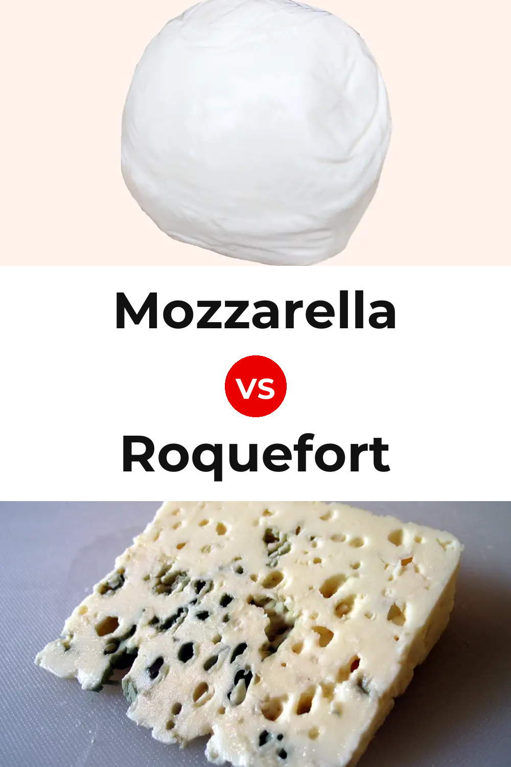 Mozzarella Cheese vs Roquefort Cheese Pinterest comparison
