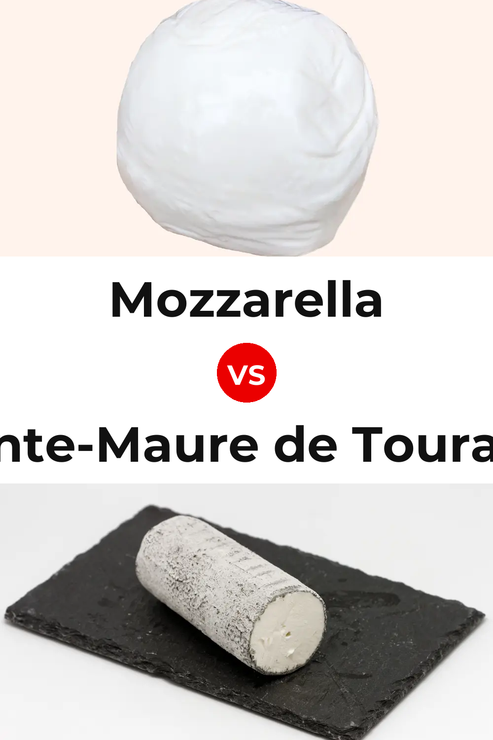 Mozzarella Cheese vs Sainte-Maure de Touraine Cheese Pinterest comparison