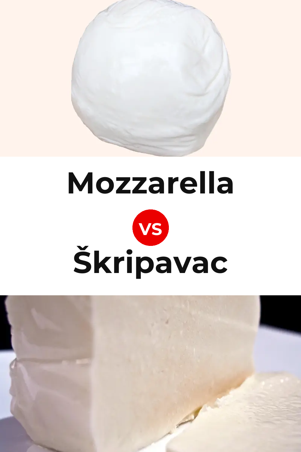 Mozzarella Cheese vs Škripavac Cheese Pinterest comparison
