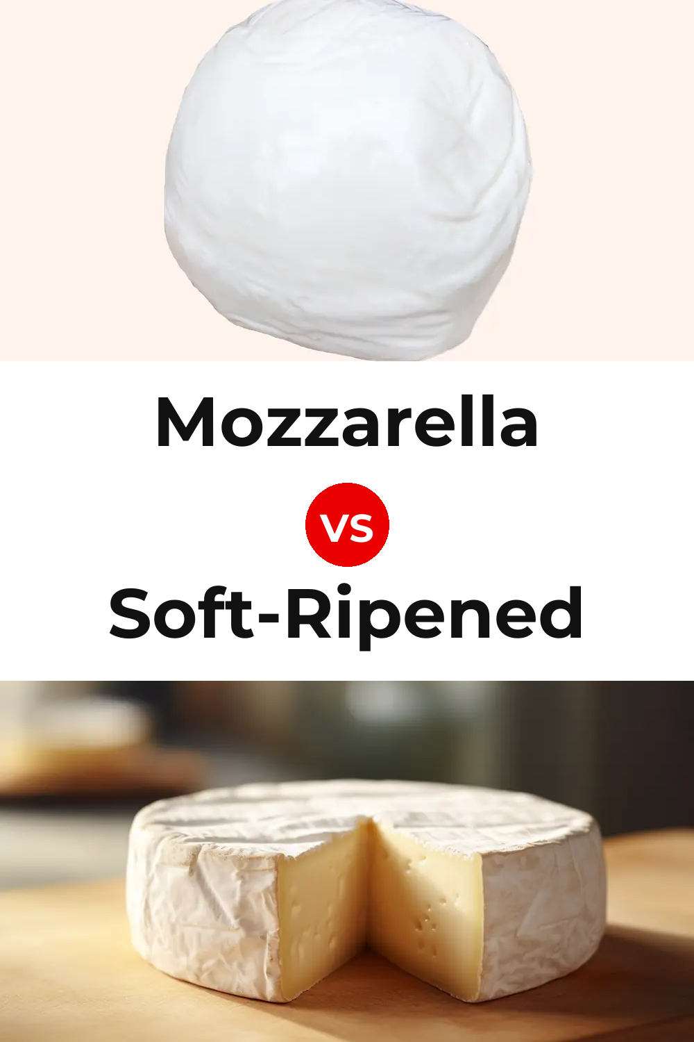 Mozzarella Cheese vs Soft-Ripened Cheese Pinterest comparison