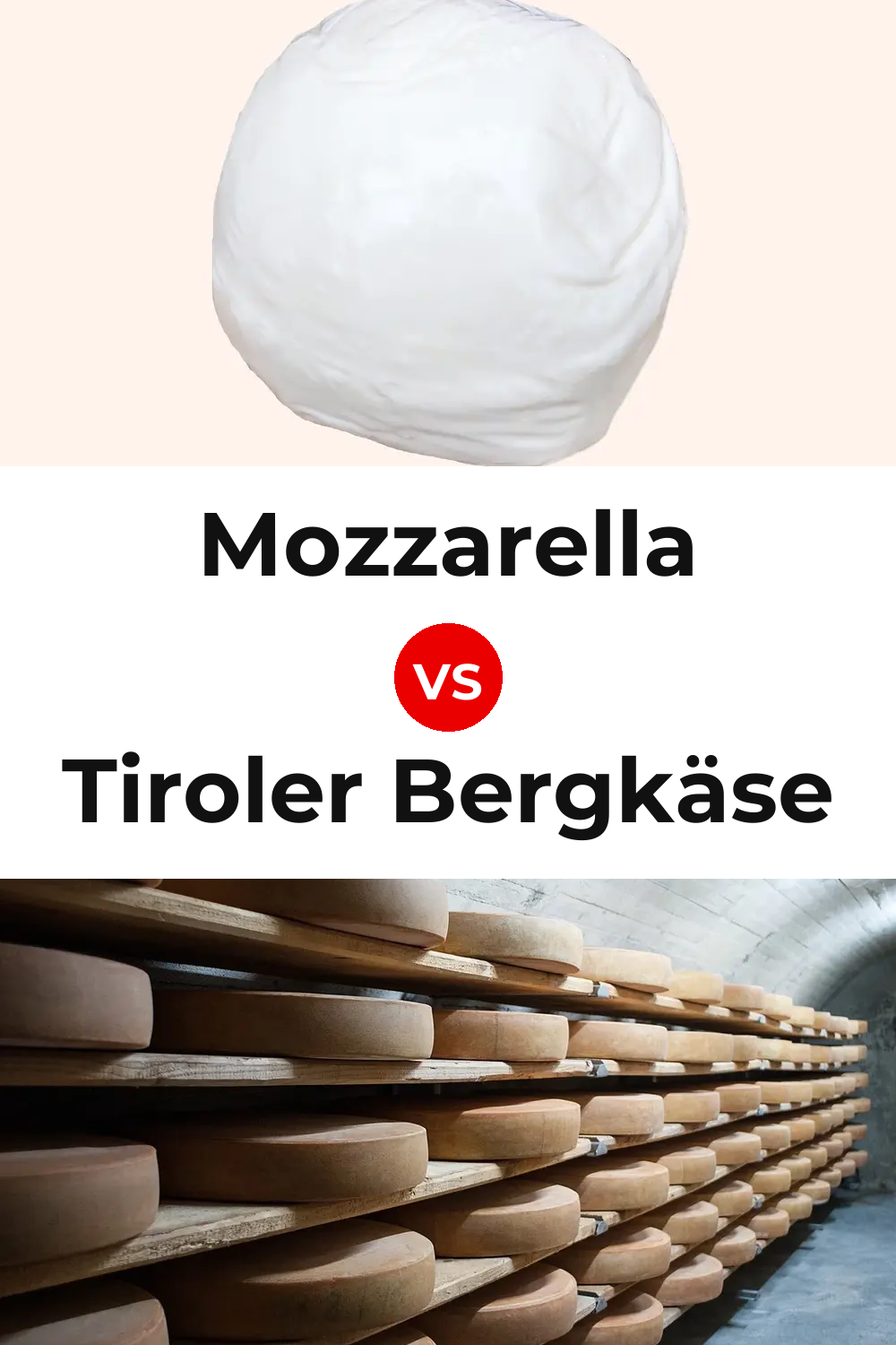 Mozzarella Cheese vs Tiroler Bergkäse Cheese Pinterest comparison