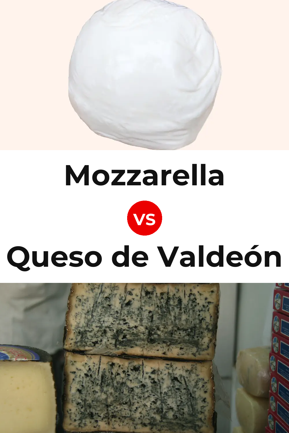 Mozzarella Cheese vs Queso de Valdeón Pinterest comparison