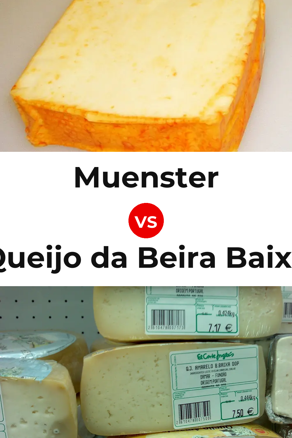Muenster Cheese vs Queijo da Beira Baixa Pinterest comparison