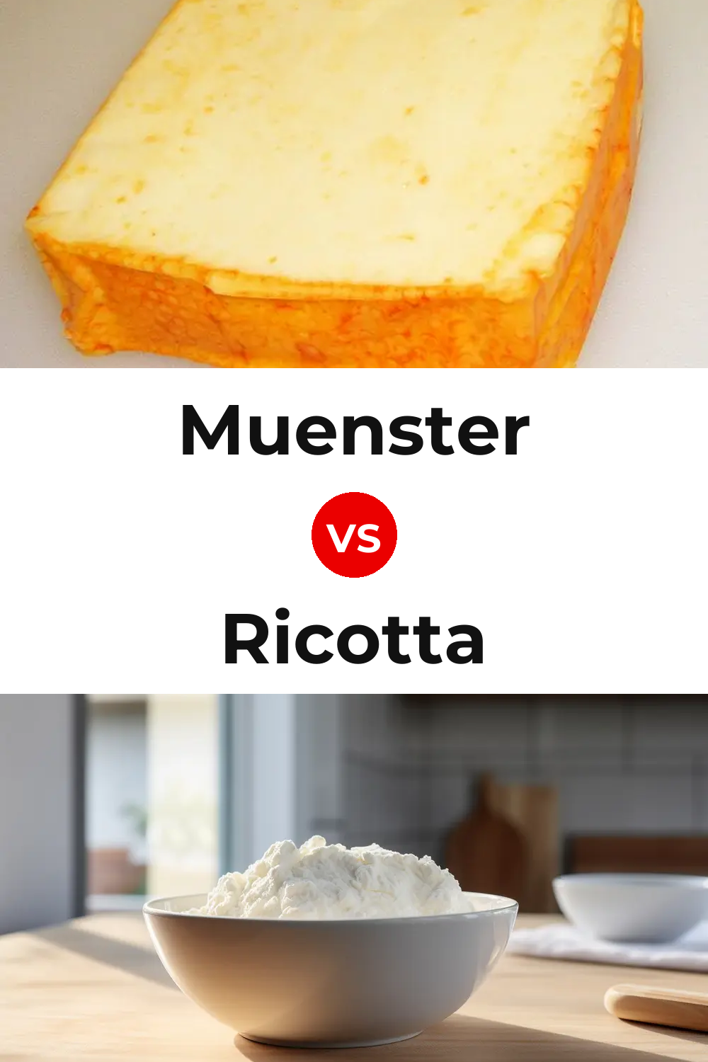 Muenster Cheese vs Ricotta Cheese Pinterest comparison