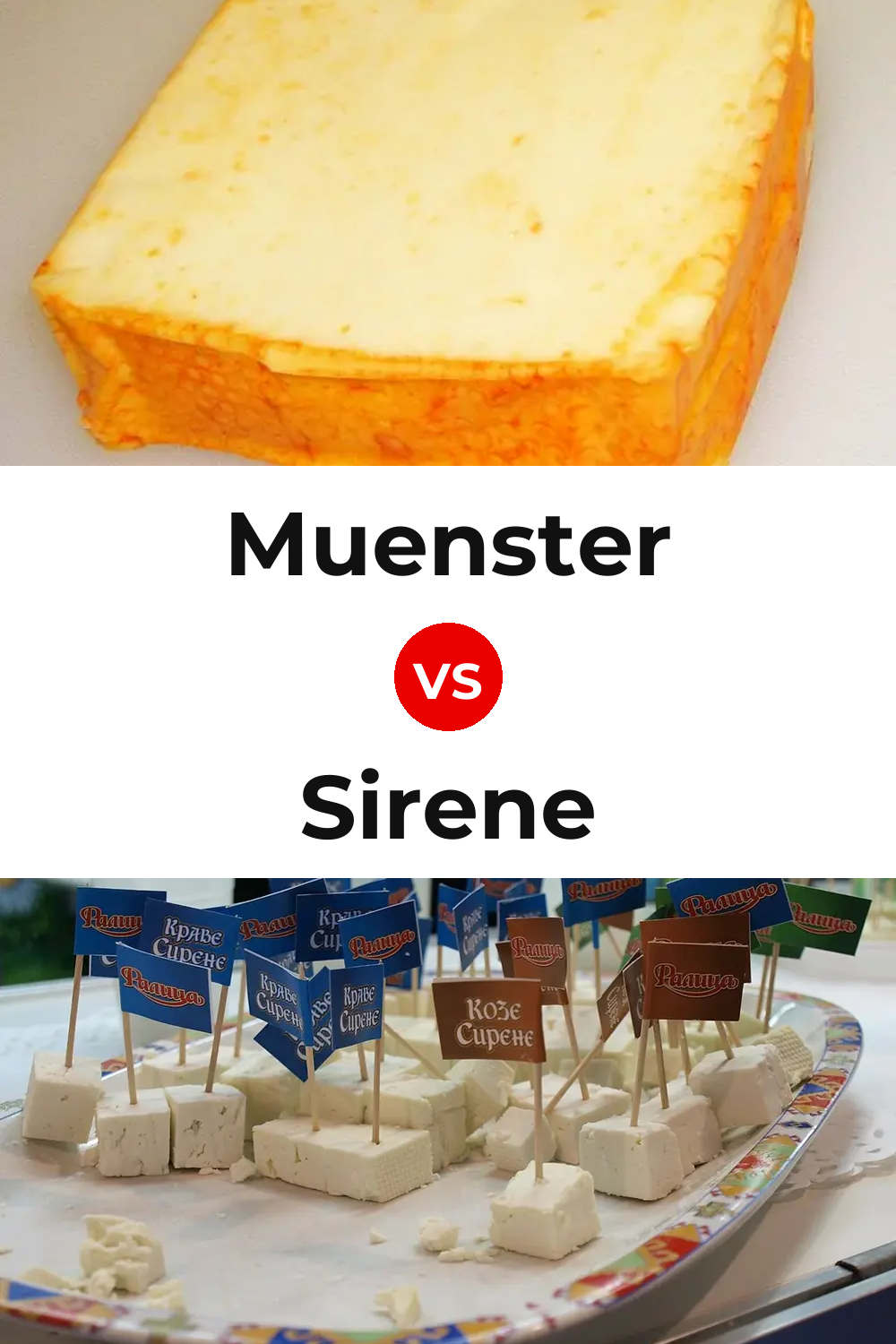 Muenster Cheese vs Sirene Cheese Pinterest comparison